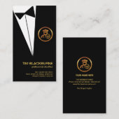 Black Tuxedo Gold Chauffeur Boutonniere Button Visitenkarte (Vorne/Hinten)