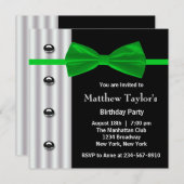 Black Tuxedo Green Bow Krawatte Mens Birthday Part Einladung (Vorne/Hinten)