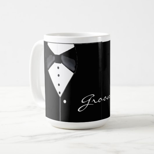 Black Tuxedo Groom Kaffeetasse (Vorderseite Links)
