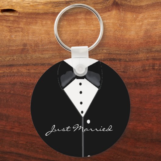 Black Tuxedo Just Married Schlüsselanhänger (Vorderseite)