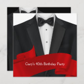 Black Tuxedo Mans Birthday Party Einladung (Vorne/Hinten)