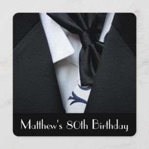 Black Tuxedo Men's 80. Geburtstagsparty Einladung