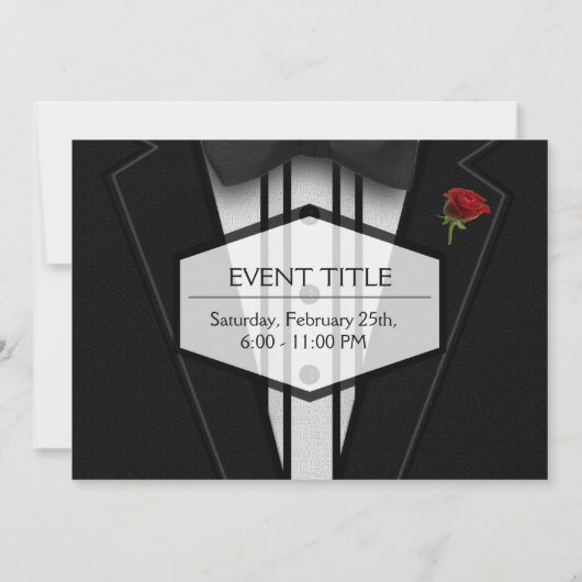 Black Tuxedo mit Bow-Krawatte Einladung (Rückseite)