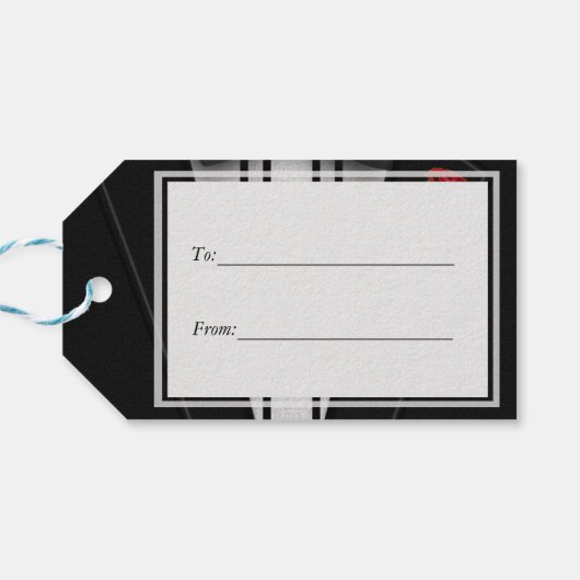 Black Tuxedo mit Bow-Krawatte Geschenkanhänger (Rückseite Horizontal)