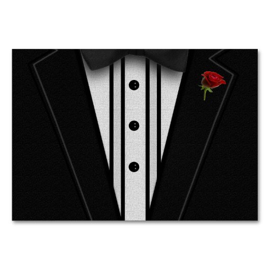 Black Tuxedo mit Bow-Krawatte Tischnummer (Vorderseite)