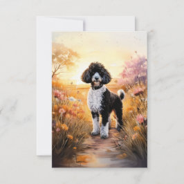 Black Tuxedo Poodle auf einer Trassennotizkarte Dankeskarte