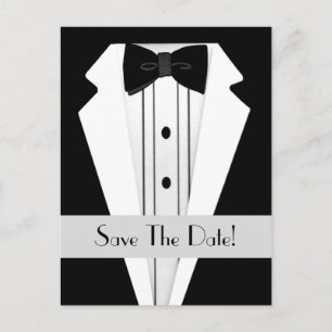 Black Tuxedo Save the Date Ankündigungspostkarte