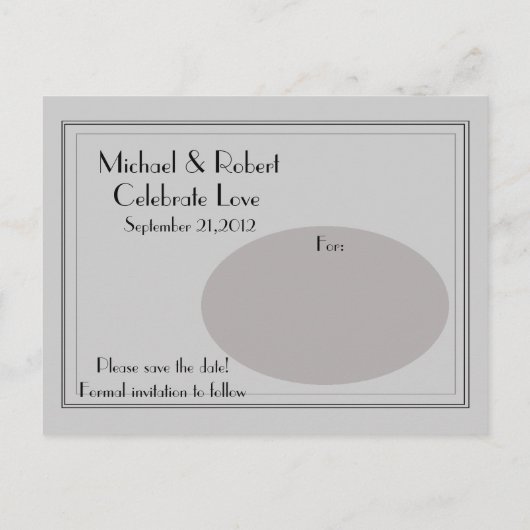 Black Tuxedo Save the Date Ankündigungspostkarte (Rückseite)