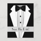 Black Tuxedo Save the Date Ankündigungspostkarte (Vorderseite)