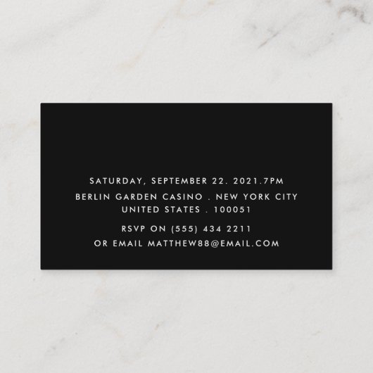 Black Tuxedo, Sleek & Modern Bachelor Party Ticket (Rückseite)