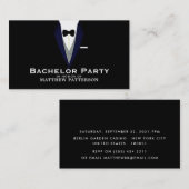 Black Tuxedo, Sleek & Modern Bachelor Party Ticket (Vorne/Hinten)