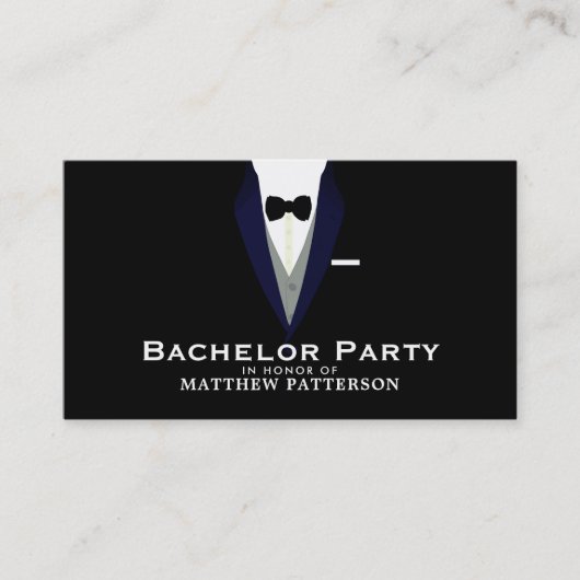 Black Tuxedo, Sleek & Modern Bachelor Party Ticket (Vorderseite)