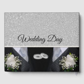 Black Tuxes and Rings Gay Wedding Two Grooms Gästebuch (Rückseite)