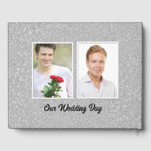 Black Tuxes Gay Wedding zwei Grooms zwei Fotos Gästebuch (Rückseite)