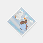Black Twin Boys - Stork Baby Shooting Paper Napkin Serviette (Ecke)