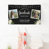 Black Two Foto Floral String Lights Abschluss Ba Banner (Insitu)