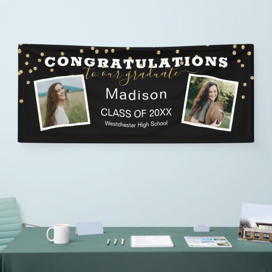 Black Two Foto Glitzer Herzlichen Glückwunsch Absc Banner (Messe)