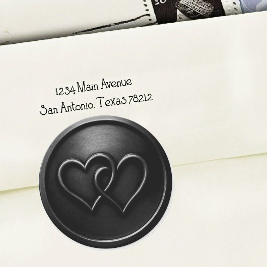 Black Two Hearts Intertwined Wedding Runder Aufkleber