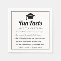 Black Typografy Fun Facts Graduierung Cap Napkins