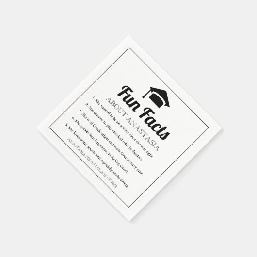 Black Typografy Fun Facts Graduierung Cap Napkins Serviette (Ecke)
