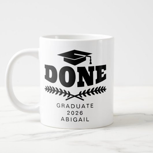 Black Typografy Graduate 2021 Personalized Mug Jumbo-Tasse (Links)