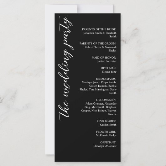 Black Typografy Laurel Wreath Monogram Wedding (Rückseite)