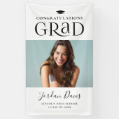 Black Typografy Modern Foto Graduation Party Banner (Vertikal)