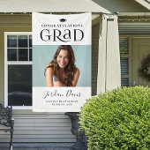 Black Typografy Modern Foto Graduation Party Banner