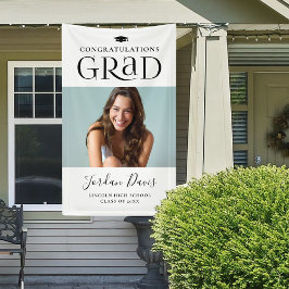 Black Typografy Modern Foto Graduation Party Banner