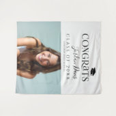 Black Typografy Modern Foto Graduation Party Wandteppich (Vorderseite (Horizontal))