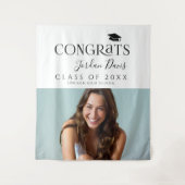 Black Typografy Modern Foto Graduation Party Wandteppich (Vorderseite)