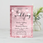 Black Typografy & Rose Gold Glitzer Bokeh Wedding Einladung (Stehend Vorderseite)
