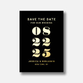 Black Typografy Wedding Save the Date Gold Folieneinladung