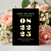 Black Typografy Wedding Save the Date Gold Folieneinladung