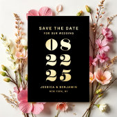 Black Typografy Wedding Save the Date Gold Folieneinladung