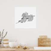 Black Typograical Map of Landkreis Clare, Irland Poster (Küche)