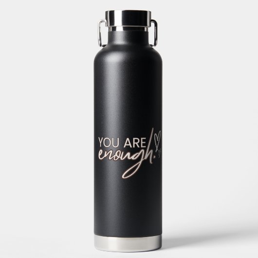 Black Typographic Self-Care Quotes Trinkflasche (Vorderseite)