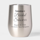 Black Typography Bridal Shower Wine Tumbler (Rückseite)