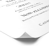 Black Typography Elegant Formal Wedding Bar Menu Poster (Ecke)