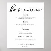 Black Typography Elegant Formal Wedding Bar Menu Poster (Vorne)