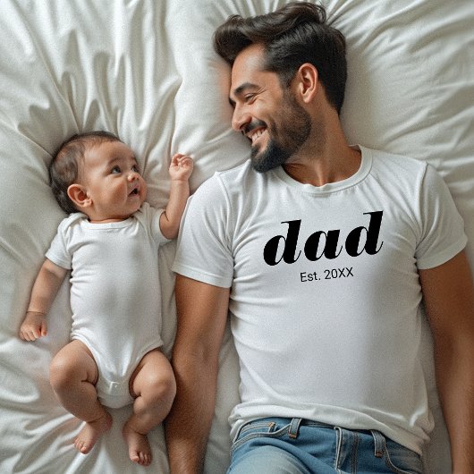 Black Typography Established Dad T-Shirt