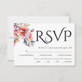 Black typography, rhododendron branch with flowers RSVP karte (Vorderseite)