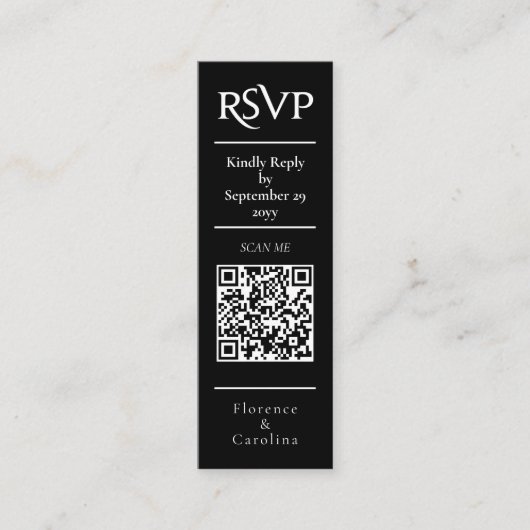 Black UAWG QR Code Wedding Budget Enclosure Card Mini Visitenkarte (Vorderseite)