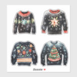 Black Ugly Christmas Sweaters Aufkleber<br><div class="desc">Was für eine tolle Art, um 4 individuelle hässliche Weihnachtsschwitzer in schwarzen Tönen zu bekommen... ... ... ... ... ... ... ... ... ... ... ... ... ... ... ... ... ... ... ... ... ... ... ... ... ... ... ... ... ... ... ... ... ... ... ... ......</div>