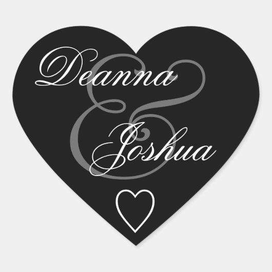 Black Umschlag Aufkleber Wedding Heart V10 (Vorderseite)