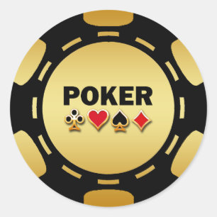 BLACK UND GOLD POKER CHIP RUNDER AUFKLEBER