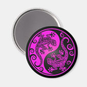 Black und Magenta Yin Yang Geckos Magnet (Vorderseite/Rückseite)