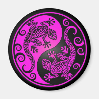 Black und Magenta Yin Yang Geckos Magnet