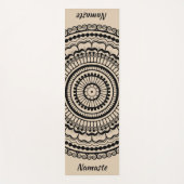 Black und Tan Mehndi Henna Mandala Yogamatte (Vorderseite)