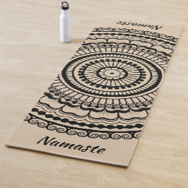 Black und Tan Mehndi Henna Mandala Yogamatte
